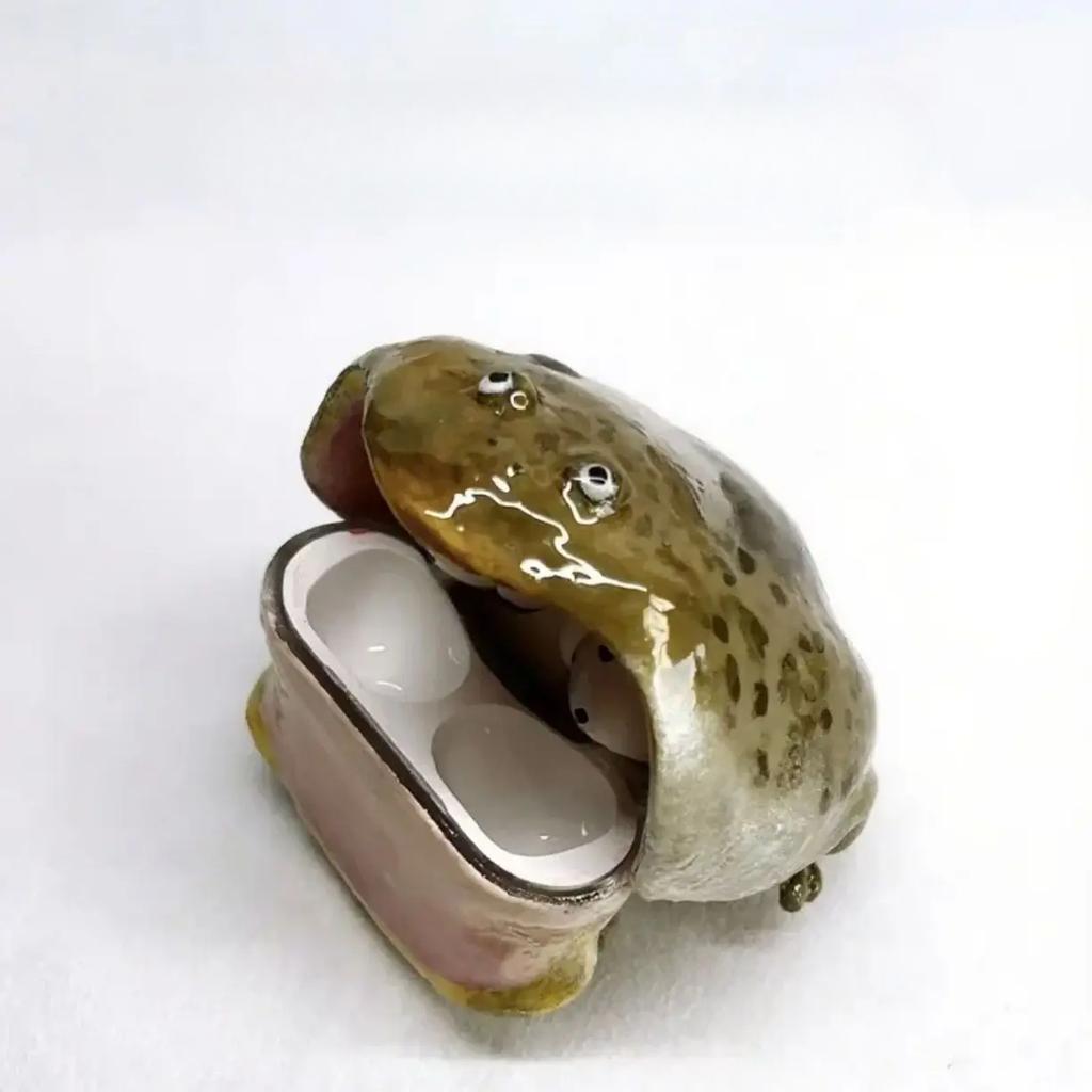 Capa de Fone de Ouvido Sapo Feio para Airpod Fofa Engraçada Sapo com Laço Rosa Capa Protetora de Fone de Ouvido Feita à Mão Design Criativo Presente para Amigos