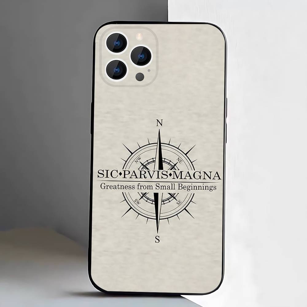 Sic Parvis Magna Uncharted Phone Case For iPhone 17,16,15,14,13,12,11,Pro,XS,Max,XR,Plus,E,SE4,Mini Black Soft Cover