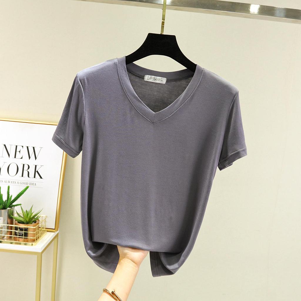 2025 Women's Modal V-neck Slimming Short Sleeve Cotton Top