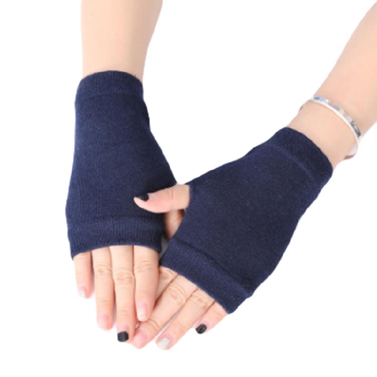 Fingerless Gloves Stretchy Knitted Thumb Hole Mittens Solid Short Hand Warmers