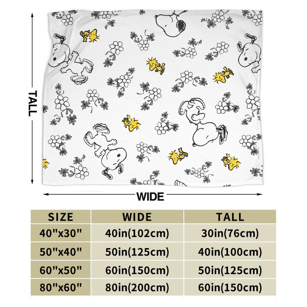 Snoopys Woodstock Flower Pattern Knitted Blanket Fleece Super Warm Throw Blankets for Bedroom Sofa Bed Rug