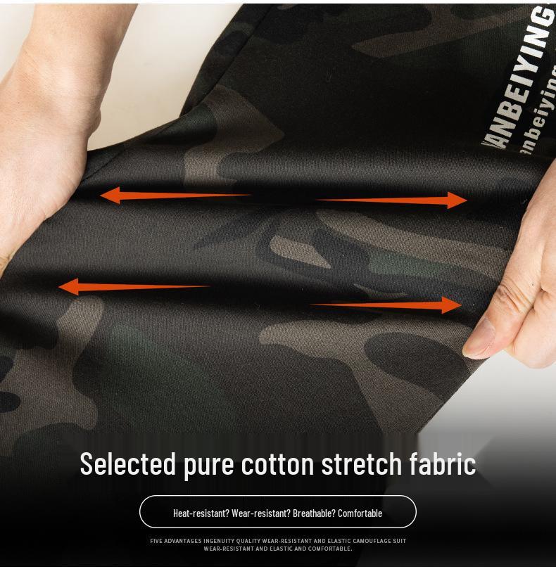 Herren Camouflage Baumwolle Elastischer Arbeitsanzug - Verdickte Schweiß- und Autoreparaturausrüstung für Frühling/Herbst.