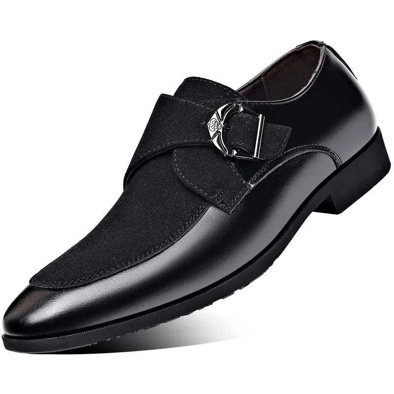 

Кожаные туфли для мужчин, деловая официальная одежда, повседневная обувь, матовая мужская британско-корейская версия остроносых туфель большого размера 38