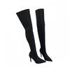 Mi Ting European and American knee boots autumn and winter 2025 black pointed head tall tube big long legs high heels elastic thin boots