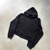 Unisex Hooded Zip-Up Sweatshirt With Beaded Embellishment Streetwear Loose Fit Long Sleeve Black Gray