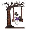 Kantoorbureau Decoratie Items Halloween Desktop Schommel Decor, Spookachtige Huis Lezen Geest op Een Beeldje Uniek Houtbewerking Cadeaus voor Woonkamer Keuken