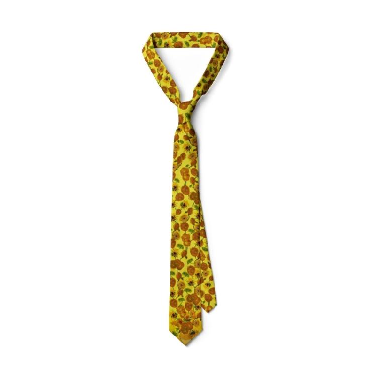 Fashionable Vintage  Oil Painting Print Tie For Men and Women Silk Fabric Comfortable Long Tie 13 Unique Patterns