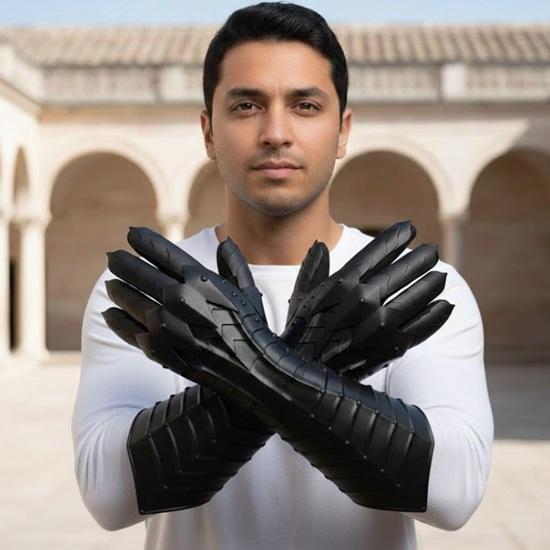 Ручная работа, стальные перчатки-наручи Назгул с гравировкой, черная готическая средневековая ручная броня для косплея