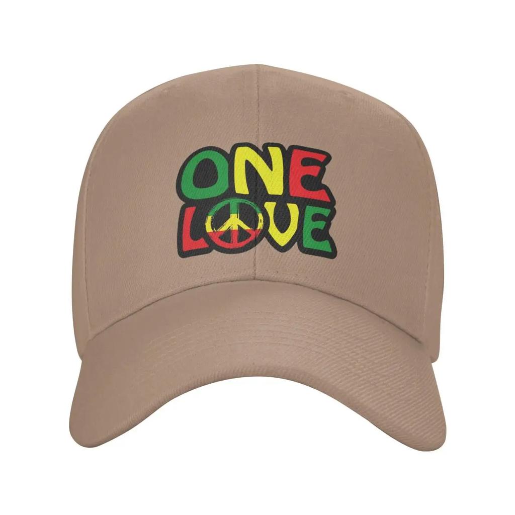 Custom Fashion Unisex ONE LOVE With Peace Symbol Baseball Cap Adult Jamaican Reggae Adjustable Dad Hat Unisex Sports Snapback Caps