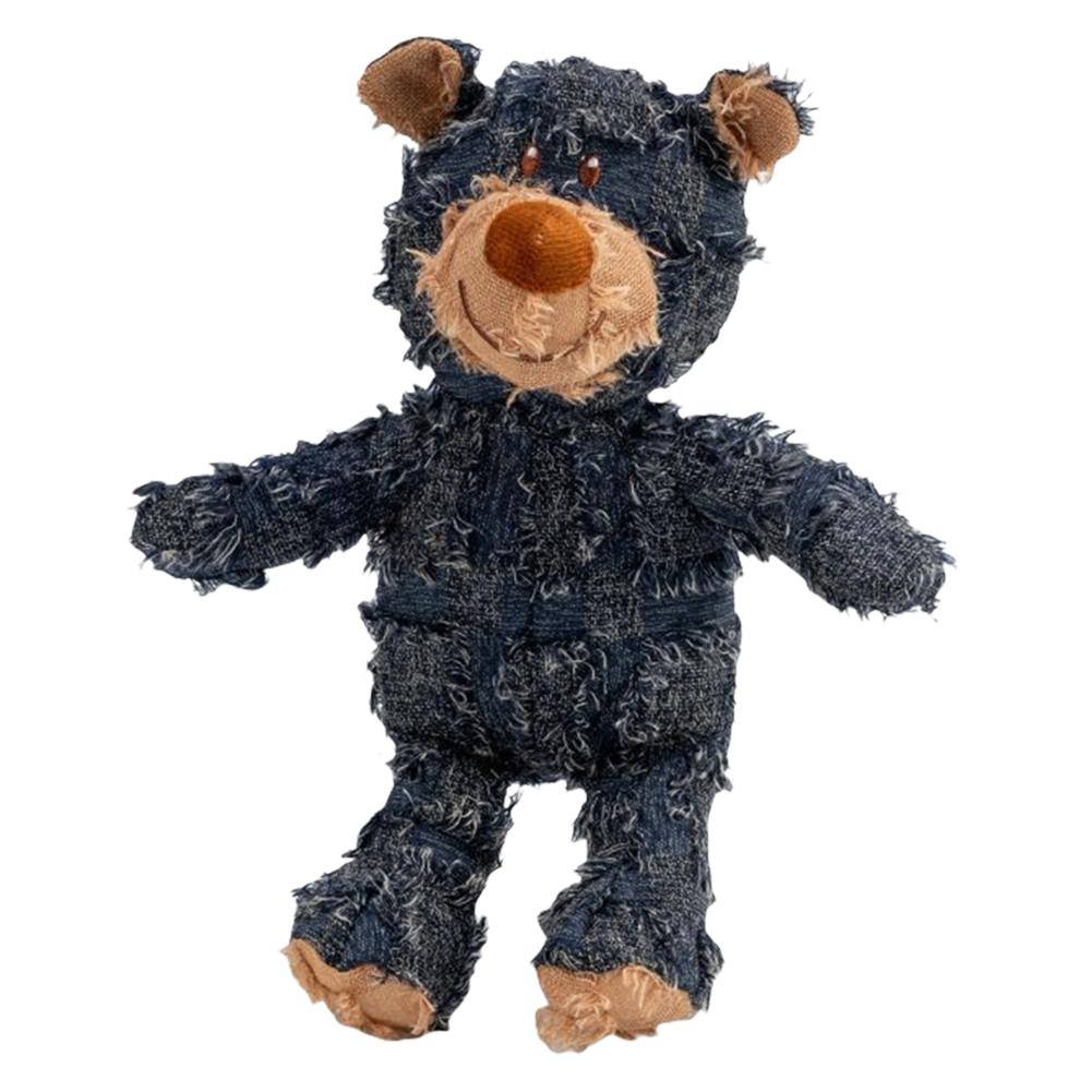 

Скрипучая плюшевая игрушка-медведь Неразрушимые игрушки для собак Интерактивные плюшевые игрушки для собак для маленьких, средних и крупных собак 22cm джинсовый синий