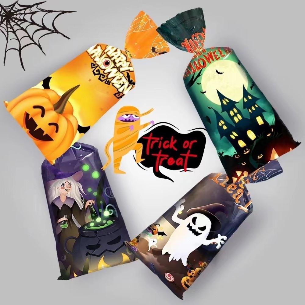 50 Stück Exquisite Halloween-Süßigkeitentasche Wiederverwendbare Kordelzugtasche Snacks Süßigkeiten Keksbeutel Feierliche Party
