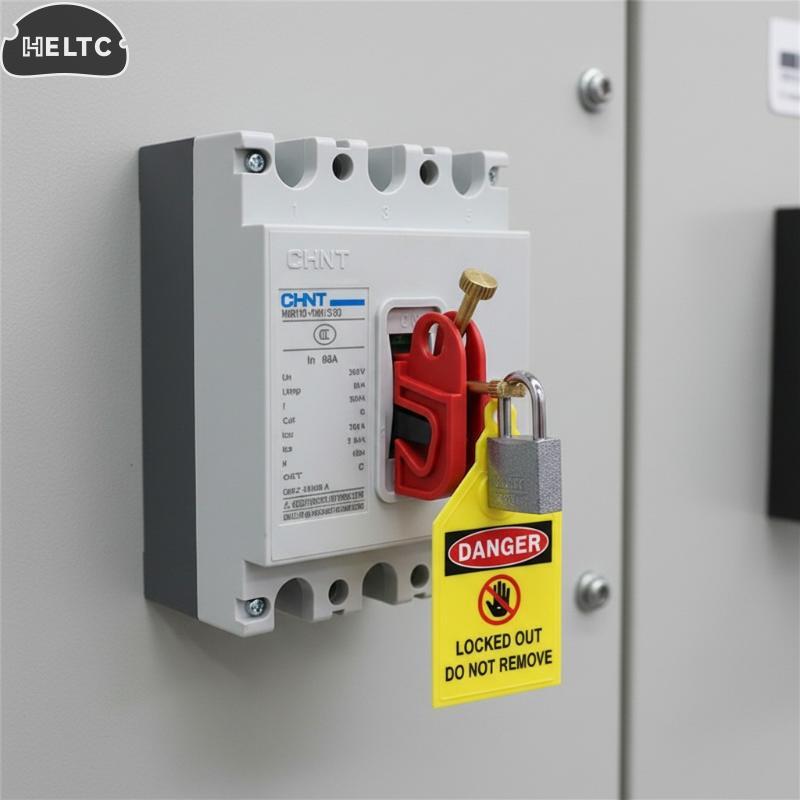 MCCB Circuit Breaker Lockout with Tool-Free Air Switch LOTO Device Safety Lock for Power Repair and Maintenance Task