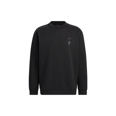Solid Print Logo Crew Neck Sweatshirt Men Tops Black HN8966