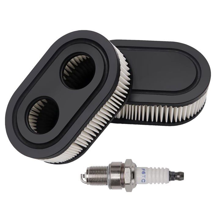 Lot 2 filtres à air + 1 bougie pour Briggs & Stratton 798452 593260 - Série 550E (L110×68×H35 mm)