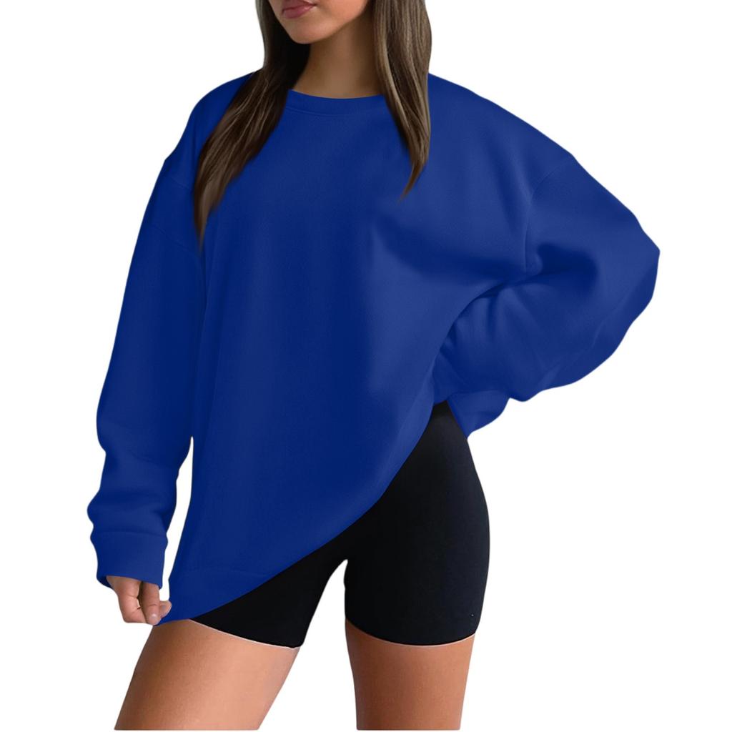 Women's Casual Fashion Loose Sports Round Neck Pullover Long Sleeve Sweatshirt