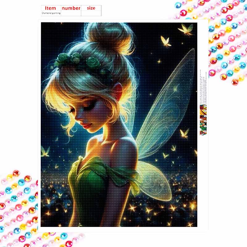 Disney Diamond Painting 5D Round Diamond Full of Diamonds Diy Handmade Stickers, Fairy Tinkerbell Home Decoration Paintings