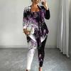 Plus Size Floral Print 3 Piece Outfit, Long Sleeve Open Front Cardigan Cami Top Leggings Set for Women