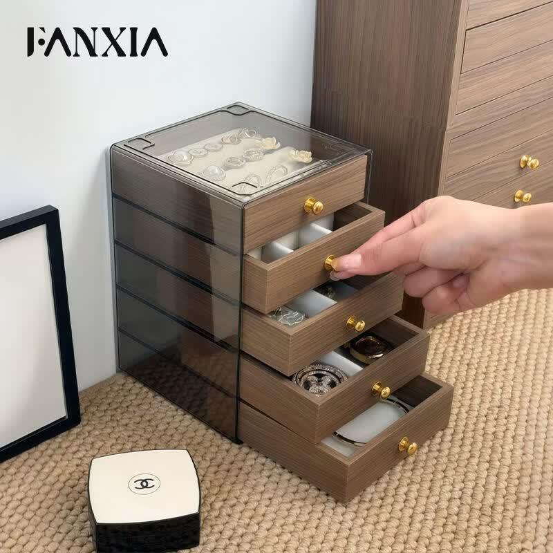 Luxury Walnut Wood Grain Jewelry Storage Box