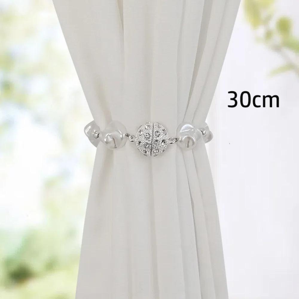 

Magnetic Buckle Curtain Buckle Strap No Punching Curtain Tie Strap Curtain Tieback Home Decoration Type A-Silver 30cm