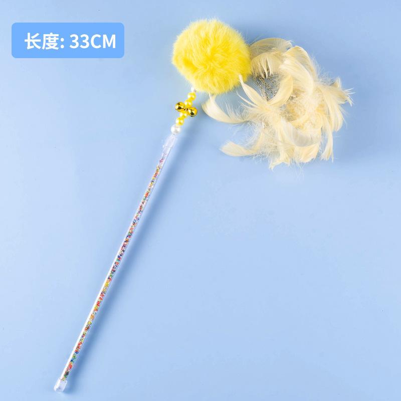 Tassel cat teaser wand, cat toy with feathers and bells, fairy cat teaser for boredom relief, interactive pet cat toy supplies