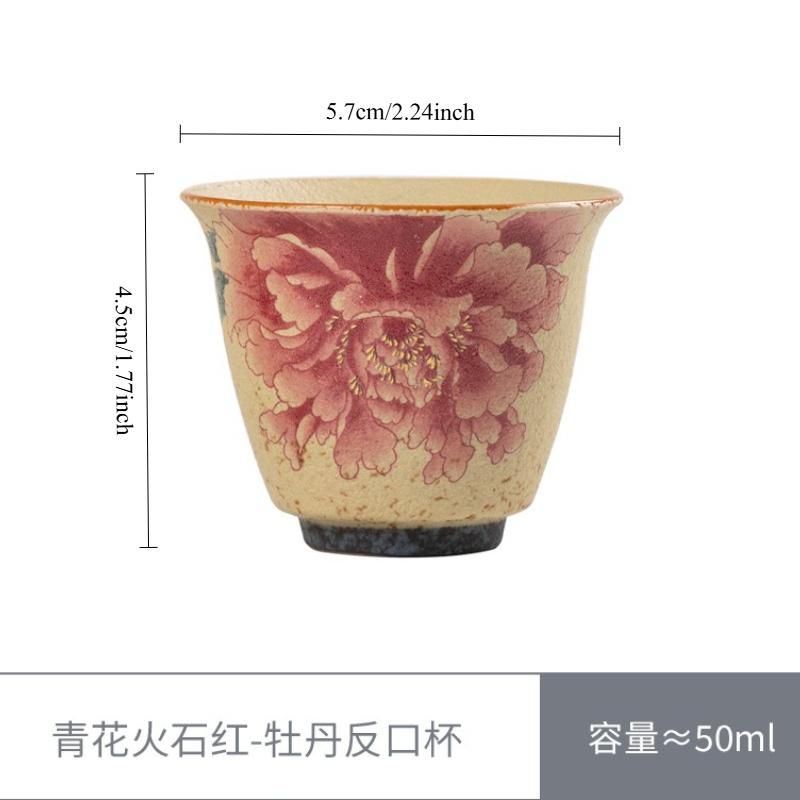 

Сине-белый пион, глазурь цвета красного кремня, керамическая чайная чашка, китайский набор для чая Гунфу, персональная чашка мастера, декор для дома 50-100ml