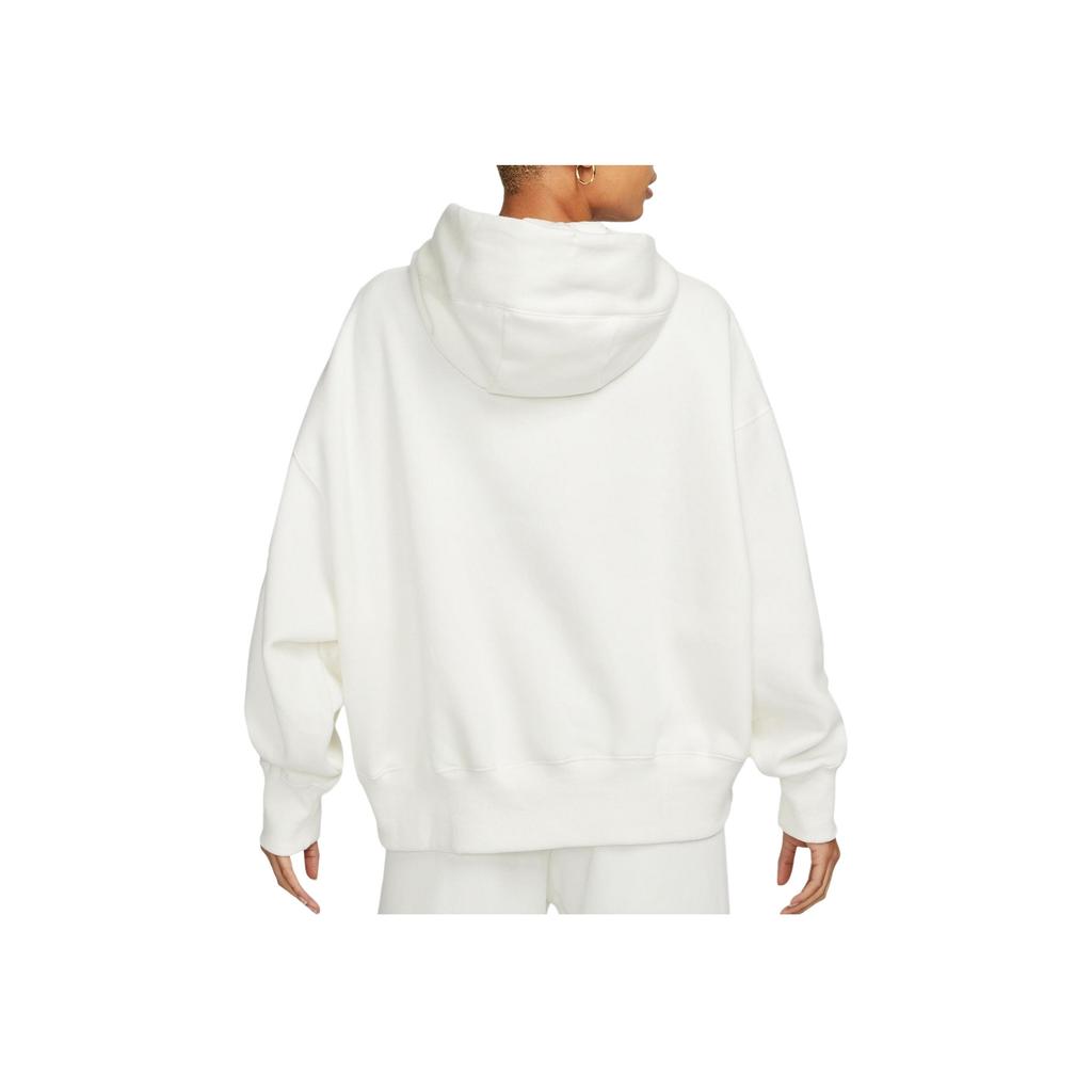 Nike Loose-Fit Logo Patch Pullover Hoodie With Drawstring Long Sleeves Women Hoodies White DQ5858-133