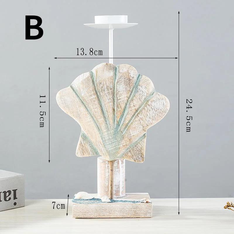 Mediterranean Style Fish-shaped Candlestick Handicraft Gifts Wooden Starfish Candlestick Display Rack Home Desktop Decoration