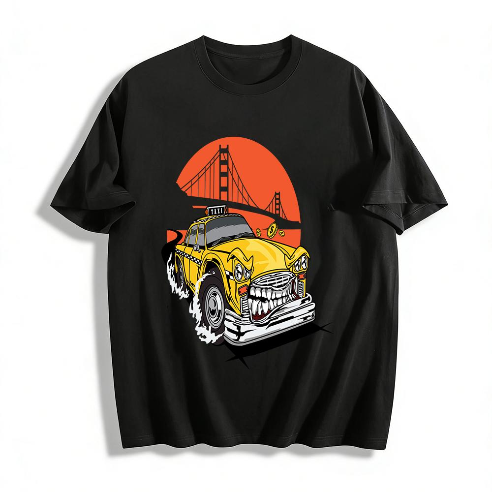 San Francisco Crazy Taxi Graphic Print Casual T-Shirt Pure cotton T-shirt XXS