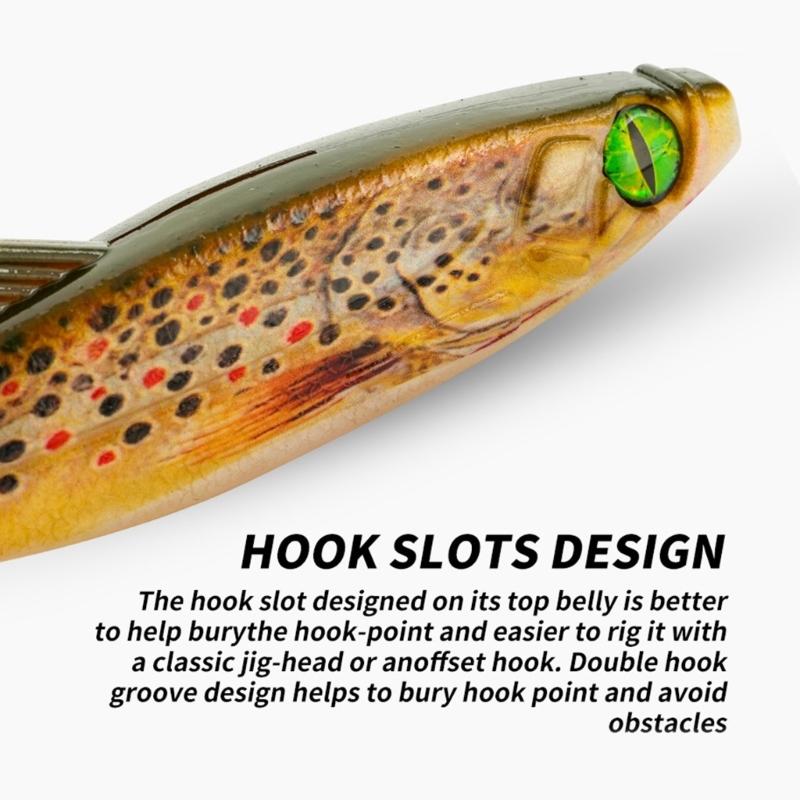 190mm 63g Soft Fishing Lures with T Shape Tail, Simulation Fishing Swimbaits Artificial Baits Slow Sinking Fish Lures
