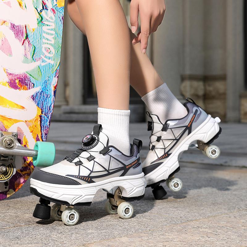 Kids/ Mens Four-wheel Deformed Walking Shoes Men's/Women's Roller Skates Children's Skates Boys'/ Girls' Sports Shoes