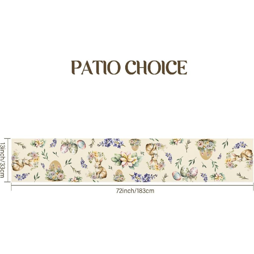 PATIO CHOICE Table Runner Easter Decorations Bunny Watercolor Easter Eggs Flower- Easter Table Runners Kitchen Dining Table Decoration for Home Party