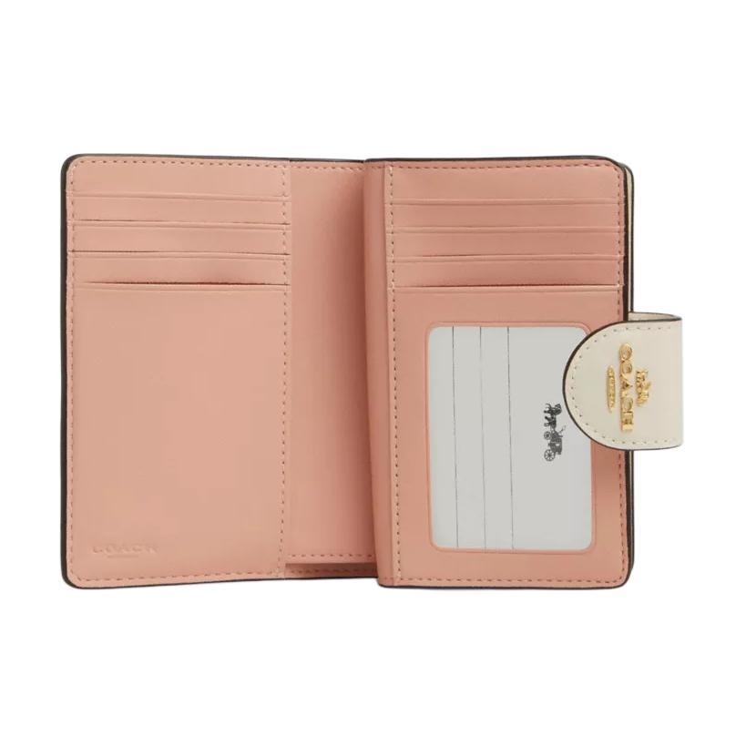 Nova Carteira Média Feminina COACH Corner Zip Lona Revestida Dourada e Areia CAR13-IMSAS