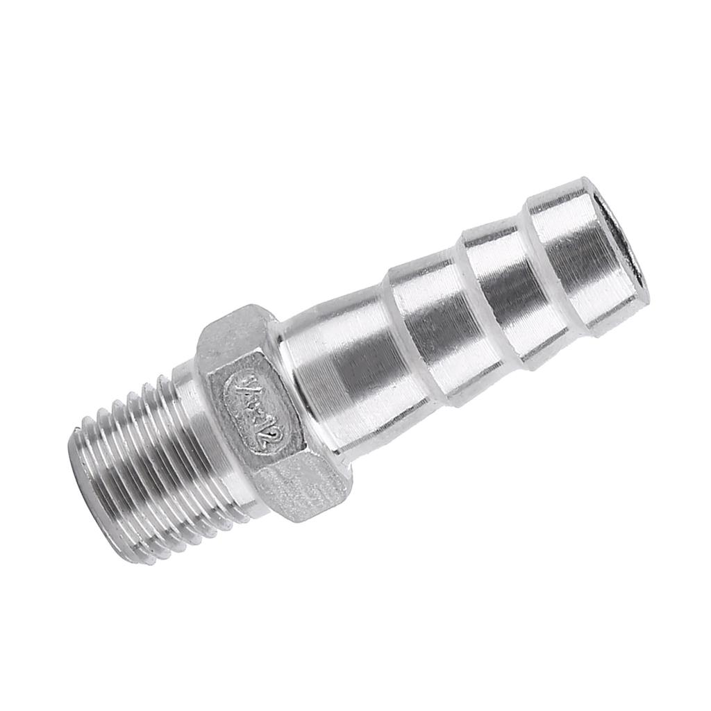 Stainless Steel Male Thread Pipe Fitting Barb Hose Tail Connector (34"x15mm)