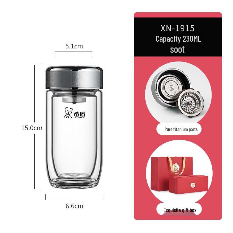 HEENOOR Antibacterial Double-Layer Glass Tea Cup