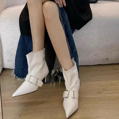 Designer Pointed Toe Women Modern Ankle Boots Fashion Low Heels Short Booties Ladies Dancing Party Prom Shoes