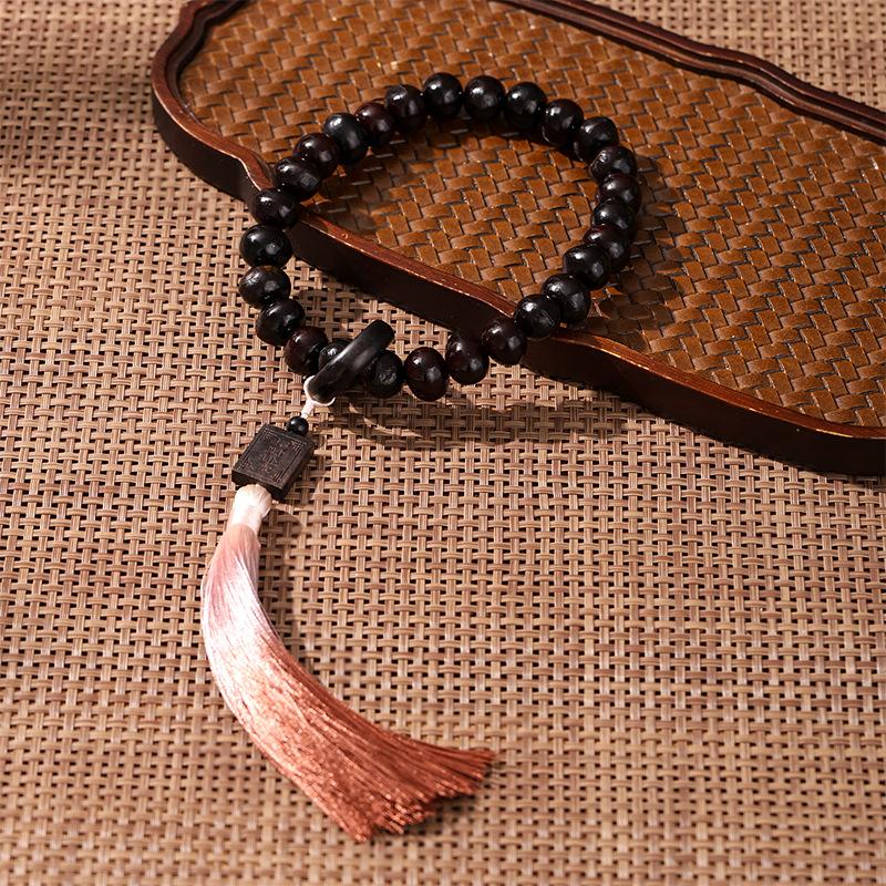 Original Ecological Wood Suffering Seed Oil Moisturizing Buddha Beads Bodhi Black Sandalwood Transport Beads Gradual Tassel