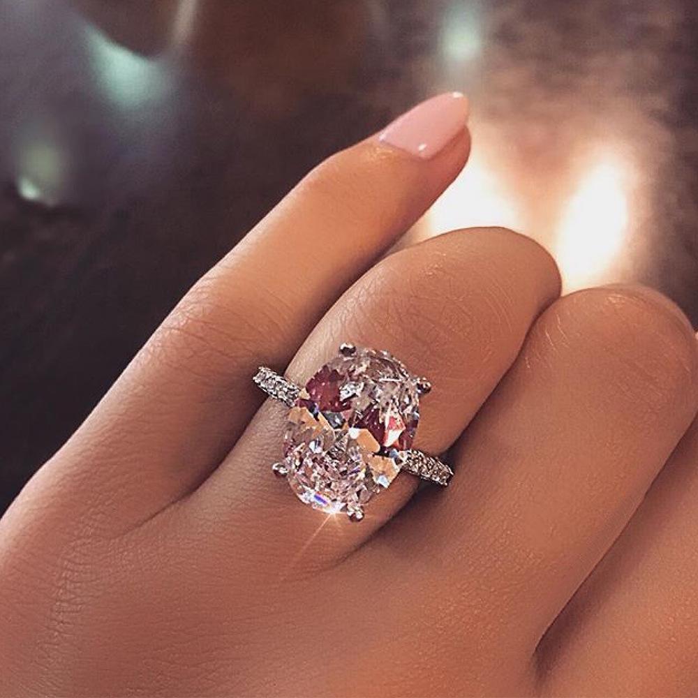 Gica Gema Oval Rings For Women Girl 925 Sterling Silver 9*13mm Rose Pink White Zircon Wedding Engagement Anniversary Jewerly Gift