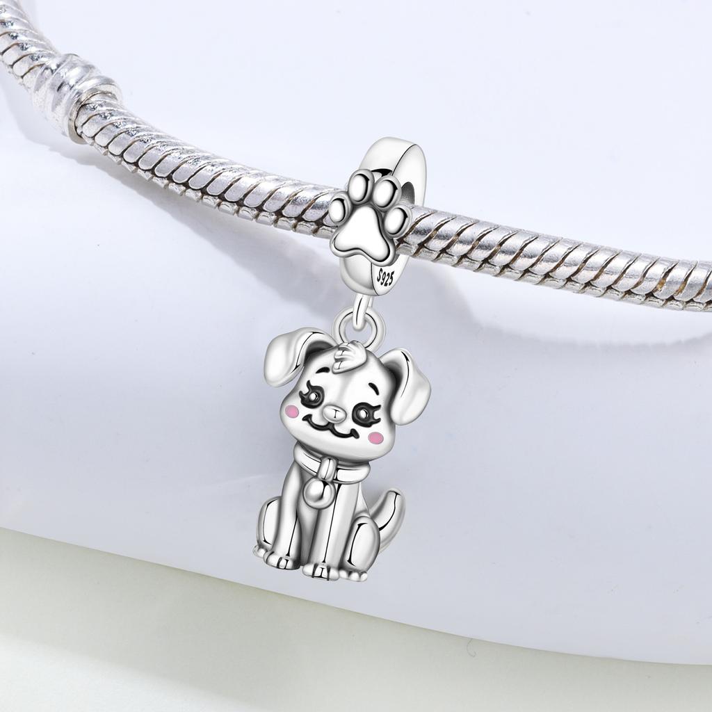 Copper Handsome Dog Animal Pet Beads Original Pendants Bracelet Charm Jewelry Party Diy Trendy Gifts