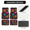 4pcs Auto Mats Adorned with Floral Colorful Abstract Motif for Pickup Trucks or SUVs, Including Convenient Cleaning Surfaces and Gift