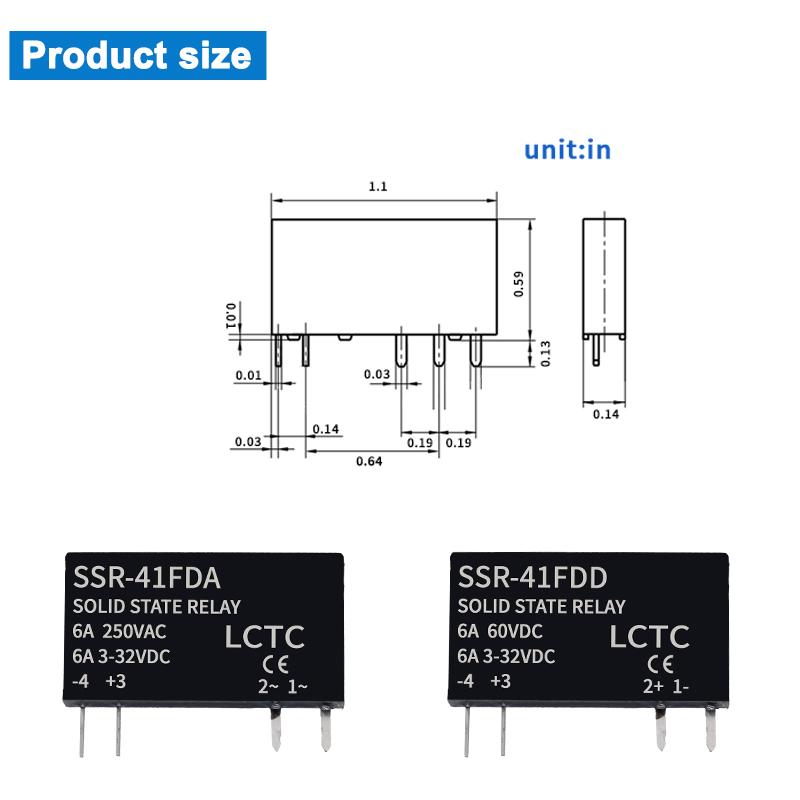 SSR Solid State Relays DC to DC Slim Relay Module 3-32VDC 6A Mini Relay Non-contact DIN Rail Relay SSR-41FDD Relays 5