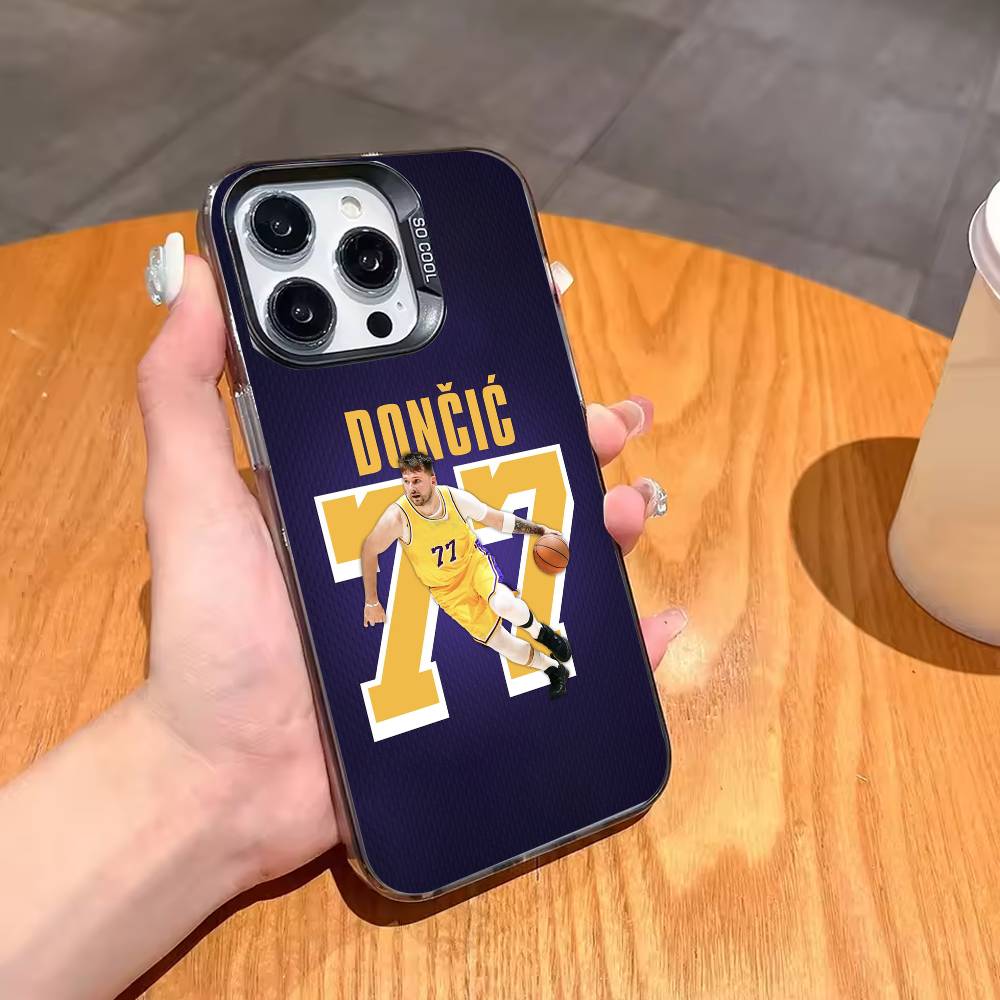 COOL L-Luka Doncic 77 Phone Case For iPhone17,16,15,14,13,12,11,Pro,MAX Gray Matte Silicone Black Cover