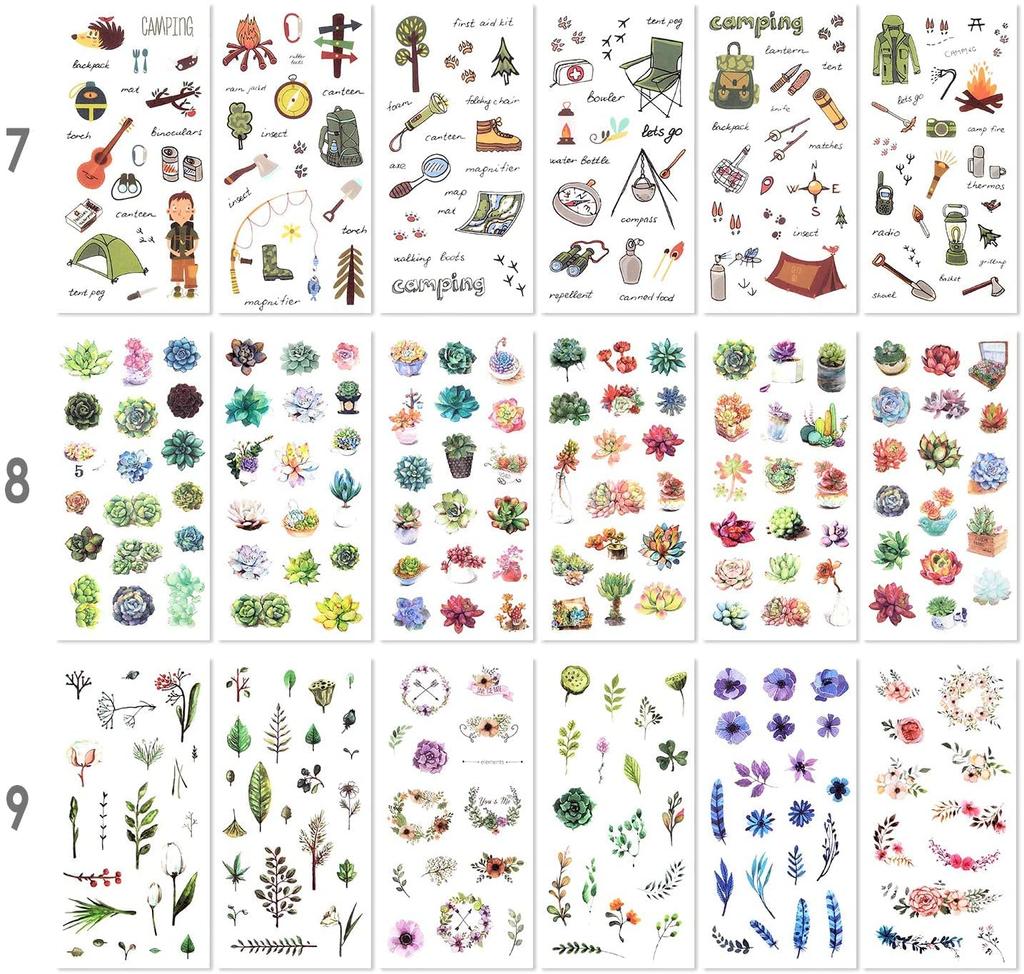 Decorative Sticker Pack for 72 12 Assorted Washi Decorative Adhesive Graffiti Patches Adults 1500+ Designs, Sheets, Themes, Stickers, Stickers,