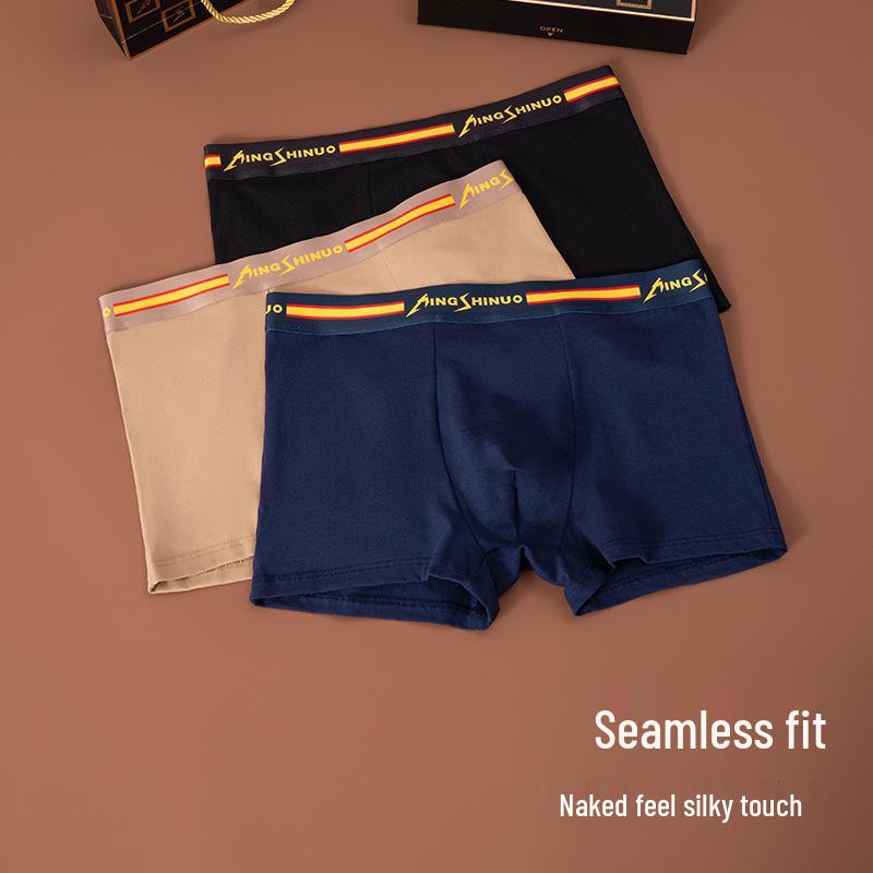 Men's Pure Cotton Comfortable Mid-Waist Boxer Briefs, Breathable & Loose Fit, Youth Plus Size.