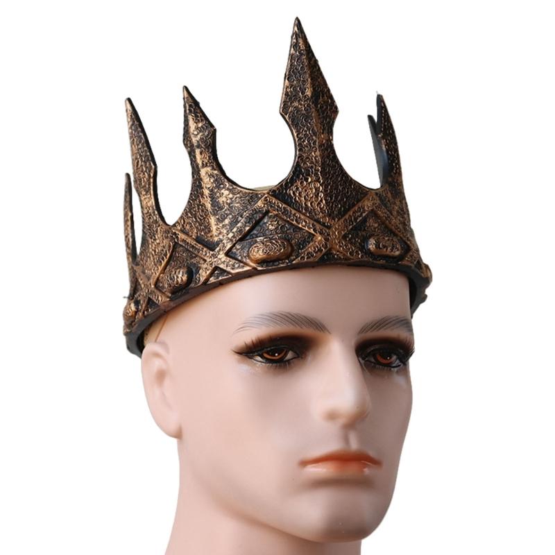 Medieval Vintage King Crowns With Crescents Designs Cosplay Accessory Headwear Crownpiece For Men and Kids School Event