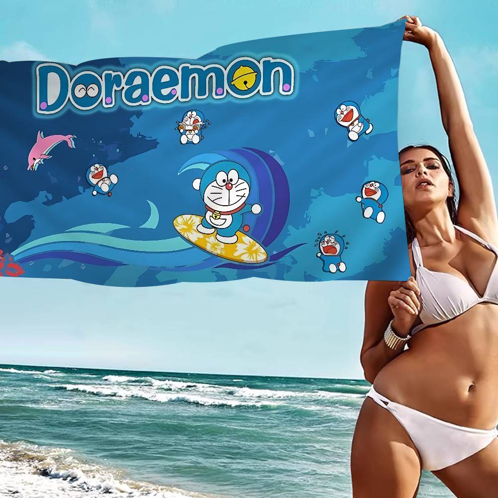 Cartoon D-Doraemon Microfiber Blanket Quick Drying Beach Towels Oversized Printing Super Absorbent Pool Towel Blanket