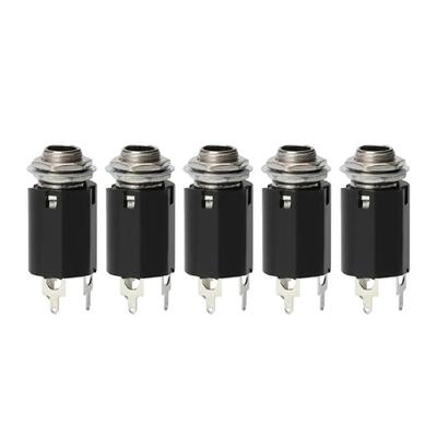 5Pcs Guitar Output Jacks Socket Electric Guitar Pickup 6.35mm Output Jacks Plate