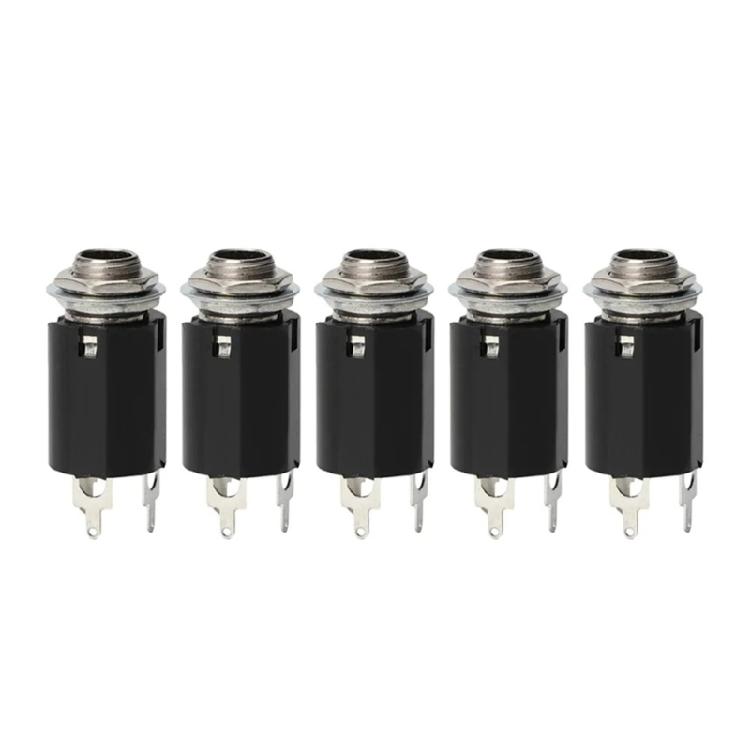 5Pcs Electric Guitar 6.35mm Output Jacks Plate 3Pin Connector Guitar Endpin Jacks 1