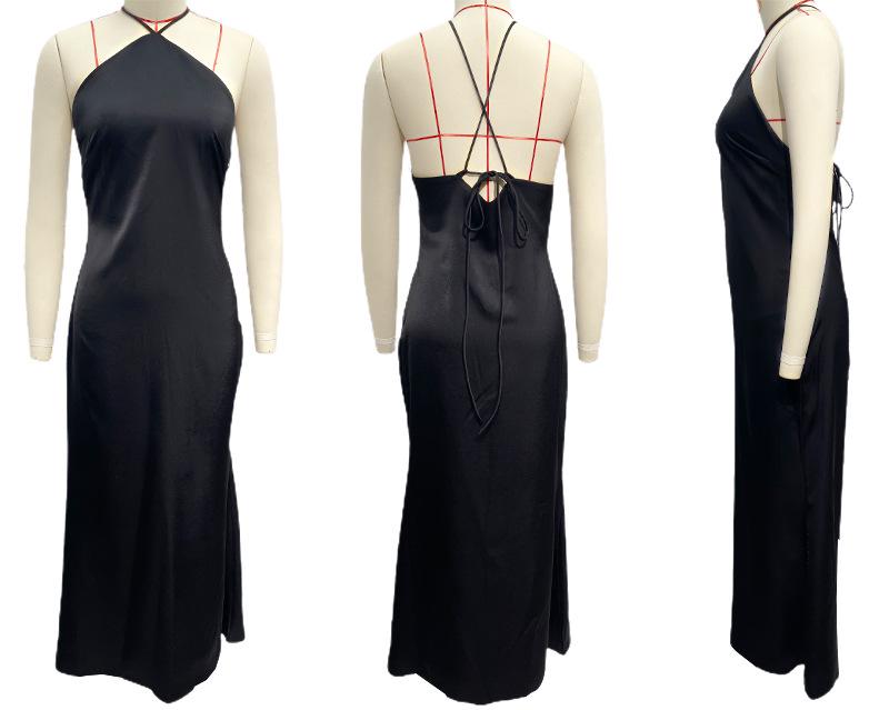 2024 Spring/Summer Sexy Solid Color Sleeveless Backless Slim Dress for Women