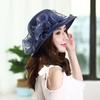 Hat women's summer European and American style organza straw woven stacking flower fashion mesh yarn hat sun protection sun hat versatile cool hat