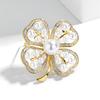 Lucky Four-leaf Clover Pearl Brooch for Women, Elegant and Versatile, Trendy and High-end Clothing Accessories